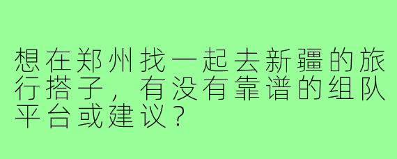 想在郑州找一起去新疆的旅行搭子，有没有靠谱的组队平台或建议？