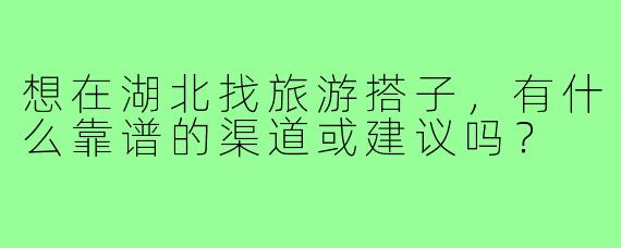 想在湖北找旅游搭子,有什么靠谱的渠道或建议吗?