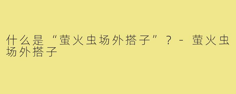 什么是“萤火虫场外搭子”？-萤火虫场外搭子