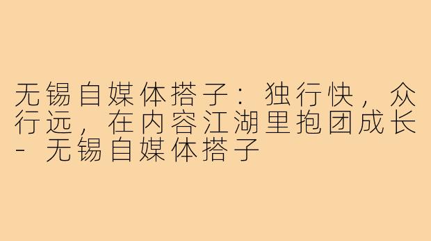 无锡自媒体搭子：独行快，众行远，在内容江湖里抱团成长-无锡自媒体搭子