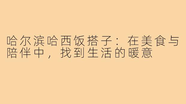 哈尔滨哈西饭搭子：在美食与陪伴中，找到生活的暖意