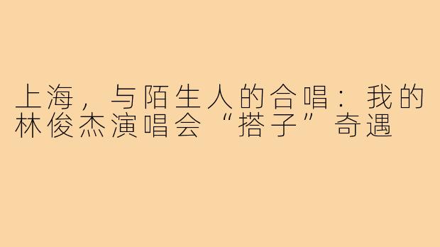 上海，与陌生人的合唱：我的林俊杰演唱会“搭子”奇遇