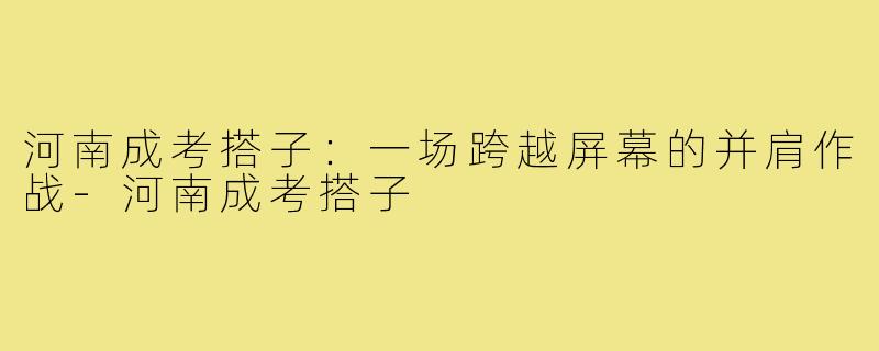 河南成考搭子：一场跨越屏幕的并肩作战-河南成考搭子