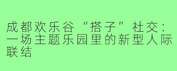 成都欢乐谷“搭子”社交：一场主题乐园里的新型人际联结