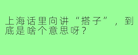 上海话里向讲“搭子”，到底是啥个意思呀？