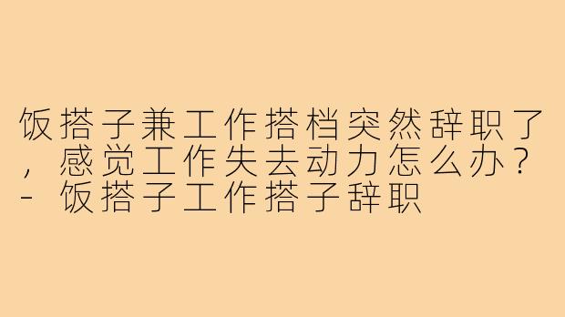 饭搭子兼工作搭档突然辞职了，感觉工作失去动力怎么办？-饭搭子工作搭子辞职