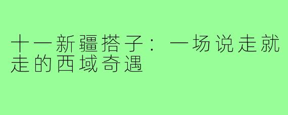 十一新疆搭子：一场说走就走的西域奇遇