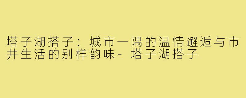 塔子湖搭子：城市一隅的温情邂逅与市井生活的别样韵味-塔子湖搭子