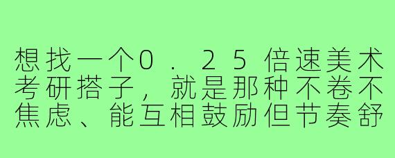 想找一个0.25倍速美术考研搭子,就是那种不卷不焦虑、能互相鼓励但节奏舒缓、一起慢慢进步的伙伴,你觉得什么样的相处模式最合适?