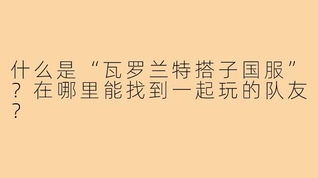 什么是“瓦罗兰特搭子国服”？在哪里能找到一起玩的队友？