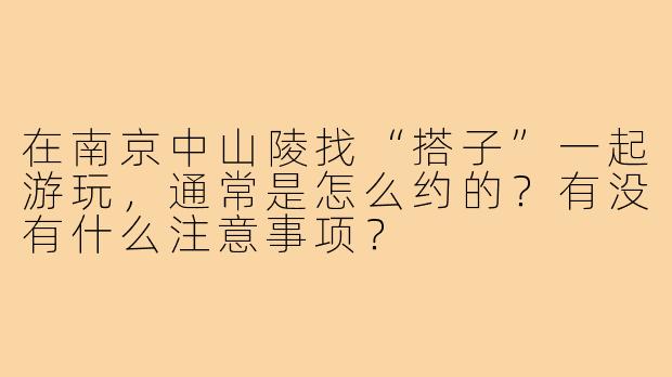 在南京中山陵找“搭子”一起游玩，通常是怎么约的？有没有什么注意事项？