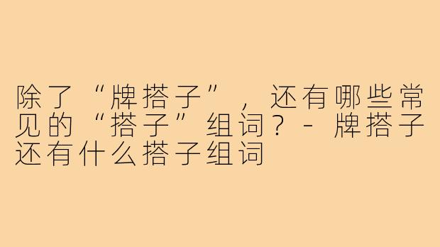 除了“牌搭子”，还有哪些常见的“搭子”组词？-牌搭子还有什么搭子组词