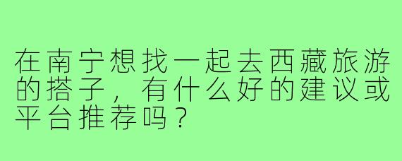 在南宁想找一起去西藏旅游的搭子,有什么好的建议或平台推荐吗?