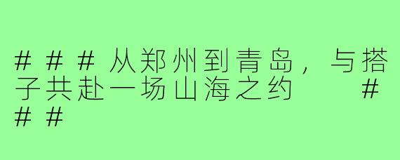 ###从郑州到青岛，与搭子共赴一场山海之约

###