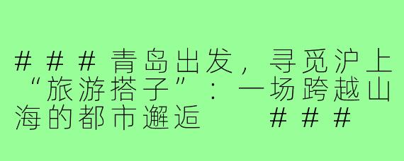###青岛出发，寻觅沪上“旅游搭子”：一场跨越山海的都市邂逅

###
