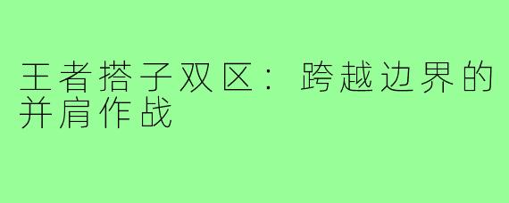 王者搭子双区：跨越边界的并肩作战