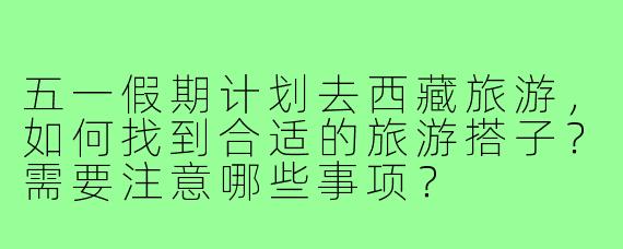 五一假期计划去西藏旅游,如何找到合适的旅游搭子?需要注意哪些事项?