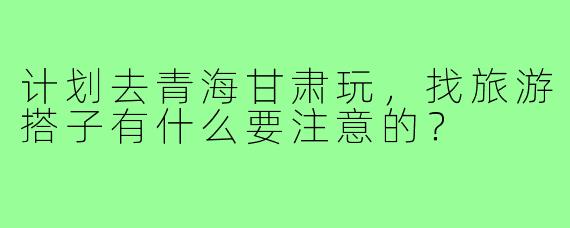 计划去青海甘肃玩，找旅游搭子有什么要注意的？
