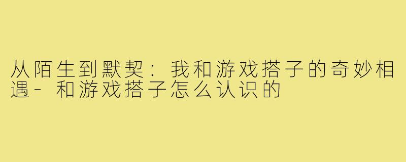 从陌生到默契：我和游戏搭子的奇妙相遇-和游戏搭子怎么认识的