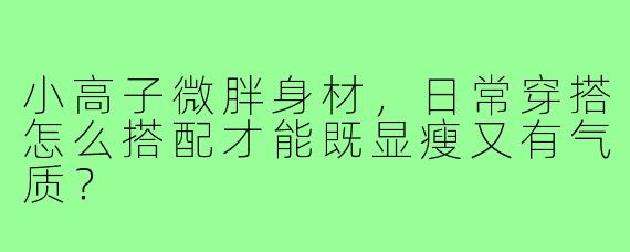小高子微胖身材，日常穿搭怎么搭配才能既显瘦又有气质？