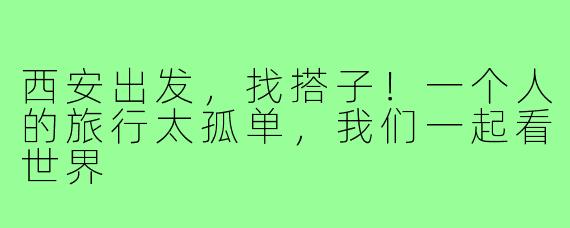 西安出发，找搭子！一个人的旅行太孤单，我们一起看世界