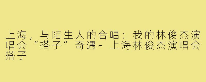 上海，与陌生人的合唱：我的林俊杰演唱会“搭子”奇遇-上海林俊杰演唱会搭子