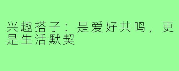 兴趣搭子：是爱好共鸣，更是生活默契
