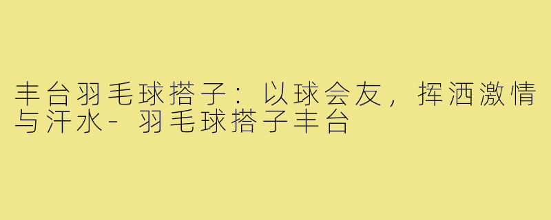 丰台羽毛球搭子：以球会友，挥洒激情与汗水-羽毛球搭子丰台