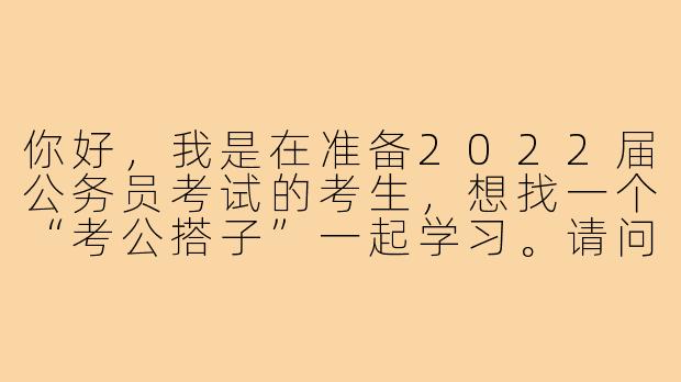 你好，我是在准备2022届公务员考试的考生，想找一个“考公搭子”一起学习。请问我们应该如何互相督促和帮助，才能更有效地备考呢？