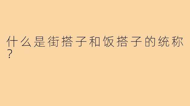 什么是街搭子和饭搭子的统称？