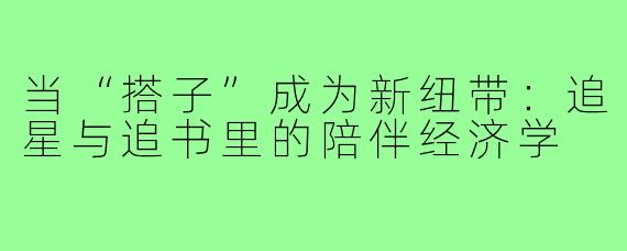当“搭子”成为新纽带：追星与追书里的陪伴经济学