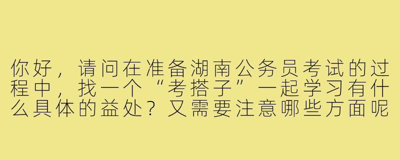 你好，请问在准备湖南公务员考试的过程中，找一个“考搭子”一起学习有什么具体的益处？又需要注意哪些方面呢？-湖南公考搭子