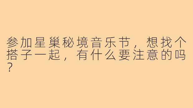 参加星巢秘境音乐节,想找个搭子一起,有什么要注意的吗?