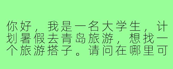 你好，我是一名大学生，计划暑假去青岛旅游，想找一个旅游搭子。请问在哪里可以找到靠谱的大学生旅游搭子？需要注意些什么？