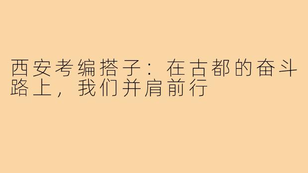 西安考编搭子：在古都的奋斗路上，我们并肩前行