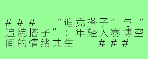 ###
“追竞搭子”与“追院搭子”：年轻人赛博空间的情绪共生

###