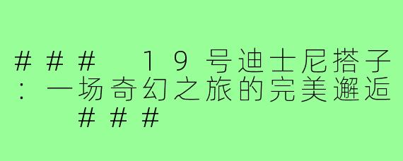 ###
19号迪士尼搭子：一场奇幻之旅的完美邂逅

###