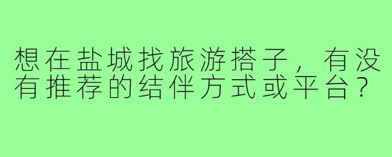 想在盐城找旅游搭子，有没有推荐的结伴方式或平台？