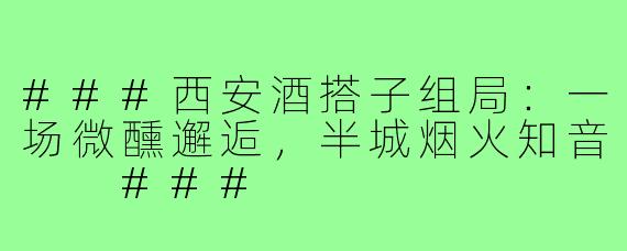 ###西安酒搭子组局:一场微醺邂逅,半城烟火知音
###