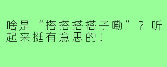 啥是“搭搭搭搭子嘞”?听起来挺有意思的!
