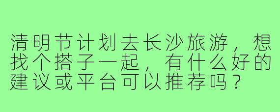 清明节计划去长沙旅游，想找个搭子一起，有什么好的建议或平台可以推荐吗？