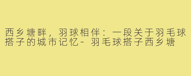 西乡塘畔，羽球相伴：一段关于羽毛球搭子的城市记忆-羽毛球搭子西乡塘