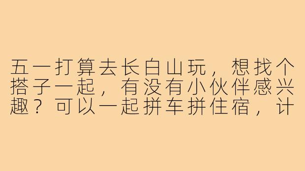 五一打算去长白山玩，想找个搭子一起，有没有小伙伴感兴趣？可以一起拼车拼住宿，计划爬山、看天池、泡温泉，行程自由随性，求捡或组队！-长白山五一搭子