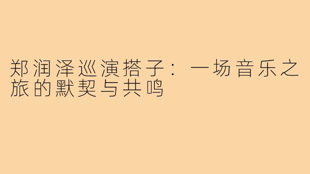 郑润泽巡演搭子：一场音乐之旅的默契与共鸣