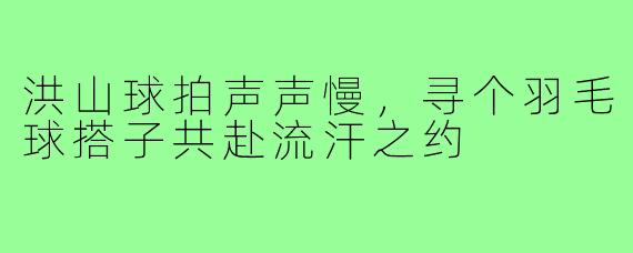 洪山球拍声声慢，寻个羽毛球搭子共赴流汗之约