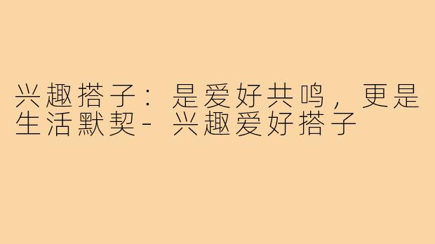 兴趣搭子：是爱好共鸣，更是生活默契-兴趣爱好搭子