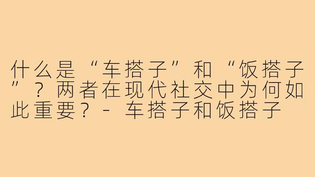 什么是“车搭子”和“饭搭子”?两者在现代社交中为何如此重要?-车搭子和饭搭子