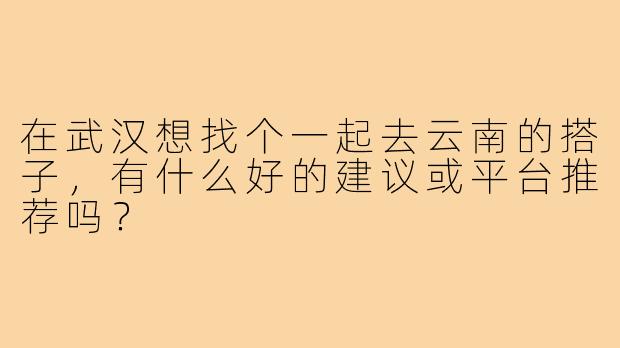 在武汉想找个一起去云南的搭子,有什么好的建议或平台推荐吗?