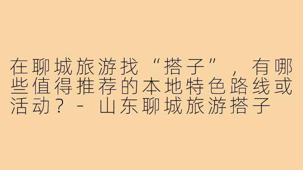 在聊城旅游找“搭子”，有哪些值得推荐的本地特色路线或活动？-山东聊城旅游搭子