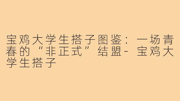 宝鸡大学生搭子图鉴：一场青春的“非正式”结盟-宝鸡大学生搭子